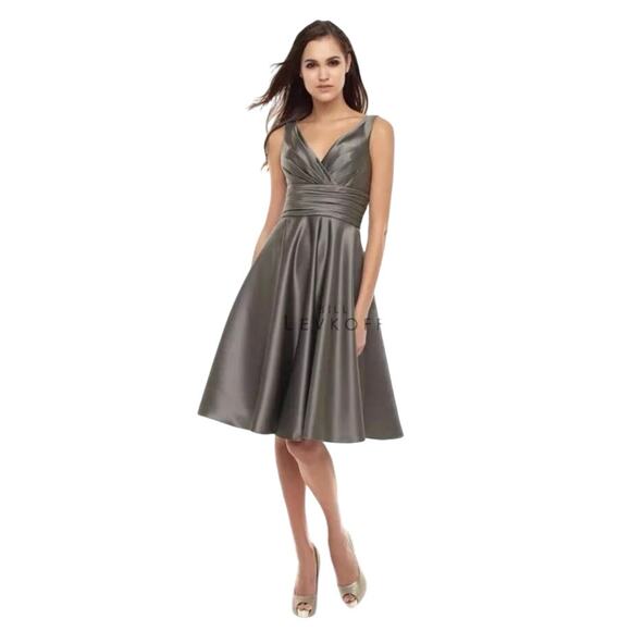 Bill Levkoff Dresses & Skirts - BILL LEVKOFF Women's 8 Bridesmaid Dress Gown Midi Length Satin Sleeveless Latte